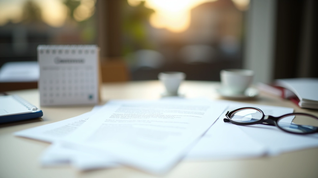Documento legale italiano su scrivania con occhiali, accanto a un calendario con giorni segnati, luce naturale da finestra, ambiente studio ordinato
