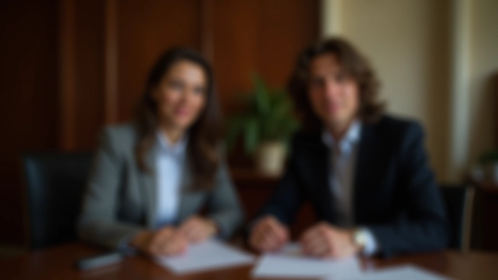 Due persone in una riunione in ufficio, conversazione serena, tavolo riunioni italiano classico, documenti e caffè, comunicazione positiva