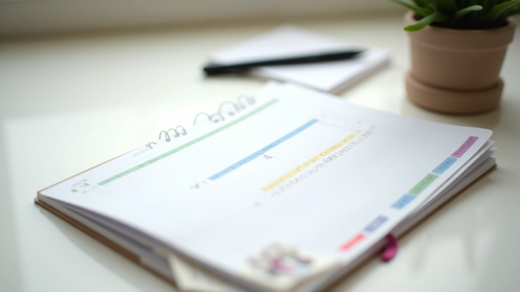 Agenda settimanale aperta con annotazioni ordinate, pianificazione consapevole della settimana